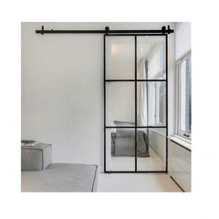 WDMA Glass shower metal barn door with hardware