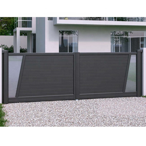 Customized Front Aluminium Double Driveway Gate Electronic Security Door For Outdoor Garden