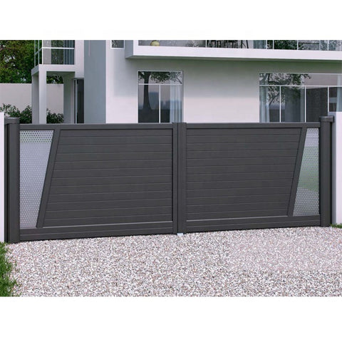 Customized Front Aluminium Double Driveway Gate Electronic Security Door For Outdoor Garden