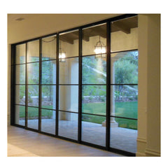 WDMA Hotian Brand Double Glass Wrought Iron Front Double/ Single Casement Doors