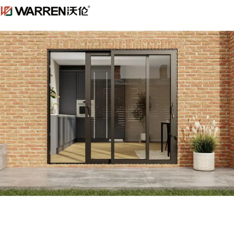 Warren 60x80 Sliding Door Black Sliding Door 3 Panel Sliding Patio Door Aluminum Glass