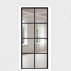 WDMA Matte black windows steel frame low price iron and glass door