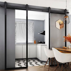 WDMA Metal framed glass sliding doors with barn door hardware kit