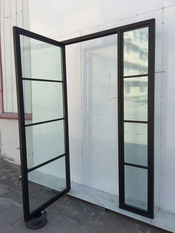 WDMA  OEM Home Energy Saving Insulated Steel Low E Glass Swing Windows and Doors Modern Exterior Steel Glass Door