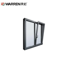 36x52 Casement Aluminium Tempered Glass Black Thermal Break Window Modern