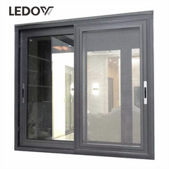 Customized Champagne Color Soundproof Double Glazed Aluminum Alloy Profile Horizontal Sliding Windows Residential