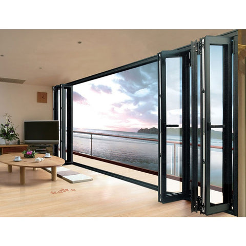 Heavy duty aluminum glass folding doors double glazed aluminum patio door on China WDMA