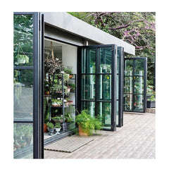 Commercial Accordion Folding Doors Room Dividers Luxury Aluminium Tempered Glass Bi-Fold Doors French