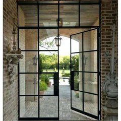 WDMA China factory price French patio iron doors cheap steel frame glass door and window designs