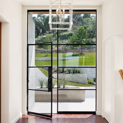 WDMA Low-E glass glazed steel iron French interior door