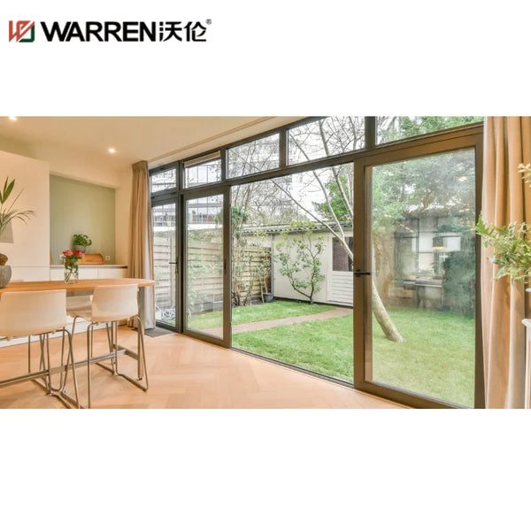 WDMA 60x80 Sliding Aluminium Triple Glazing Grey Waterproof Kitchen Door With blinds