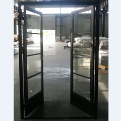 WDMA  High quality wrought iron glass door steel windows with grill design matte black steel glass windows amd doors