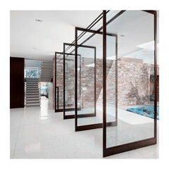 WDMA  Black Slim Iron Frame Customized Steel New Iron Grill Design Casement Swing Door Single Open Kitchen Door