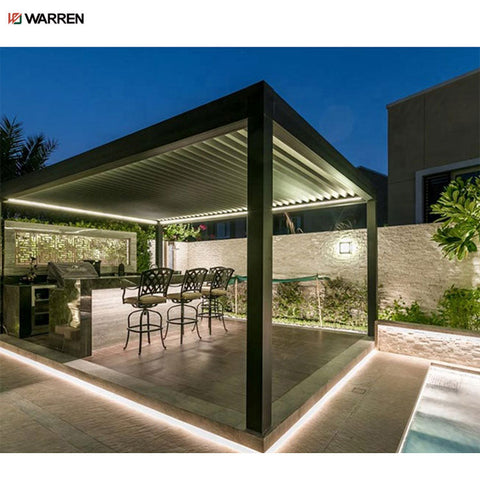 Warren outdoor manual retractable louver aluminium pergola