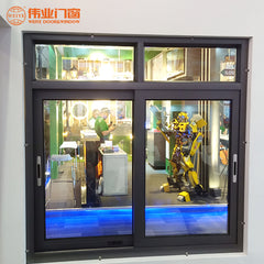 High quality aluminium alloy fluorocarbon black frame sliding glass windows on China WDMA