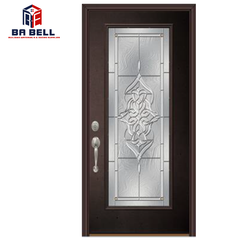 High quality timber frame kitchen patio double black entry doors swing single tempered craft glass door exterior on China WDMA