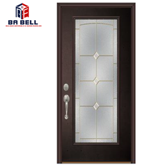 High quality timber frame kitchen patio double black entry doors swing single tempered craft glass door exterior on China WDMA