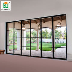 Home Interior french 4 panel patio sliding doors for balcony double glass sliding door with grills on China WDMA