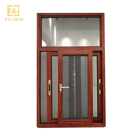 In stock foshan made wooden windows designs pakistan unbreakable glass aluminum transom frame sliding window with mosquito net on China WDMA