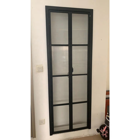 Interior bifold design aluminum tempered glass folding door for living room on China WDMA