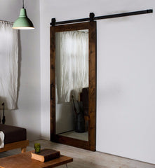 Interior room partitions sliding Mirrored 4 Panel Barn Door with Door Hardware on China WDMA