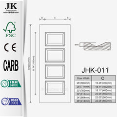 JHK-011 White Wood Timber Wooden Blinds White Primer Door on China WDMA