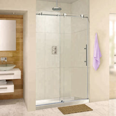 Kinmade Stainless Steel Frameless Glass Sliding Shower doors Bathroom Screen on China WDMA