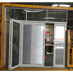 Laminated glass waterproof folding door philippines with blinds inside on China WDMA