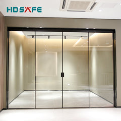 Latest design black frame soft closing synchronized glass sliding door on China WDMA