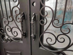 Modern Design 12 Gauge Steel Wrought Iron Safety Door with Open Window Fly Screen on China WDMA