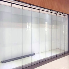 Movable glass partition folding glazed wall aluminum frameless sliding glass doors on China WDMA