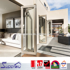 NFRC Canada standard commercial powder coating aluminum glass bi fold door with insert blinds and grids on China WDMA