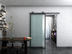 New French Style Black Frame Sliding Barn Door with Hardware Track Kit on China WDMA