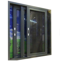 New design double glazed slide aluminium frame sliding frosted glass window with mosquito net on China WDMA