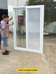 Wholesales Good Price PVC Balcony Kitchen Toilet Door Plastic Tempered Glass Sliding Door on China WDMA