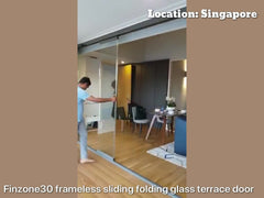 cheap folding glass sliding interior door system frameless folding glass door commercial sunroom patio terrace glazing on China WDMA