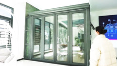 Alwew Aluminum Glass Patio Exterior Bifold Doors Double Glazing aluminum sliding door on China WDMA