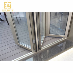 Oem residential exterior 4 panel reflective single glass anodized aluminum frame bifold door for patio on China WDMA