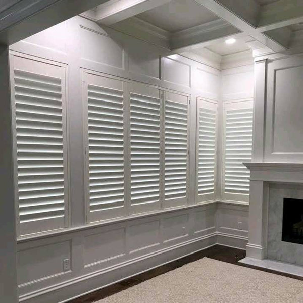 PVC Plantation shutter doors lead free security window blinds interior residential shutters bay pvc window shutters on China WDMA