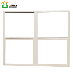 PVC single and double hung windows double glazed with grill design dust proof plastic window with fly screen