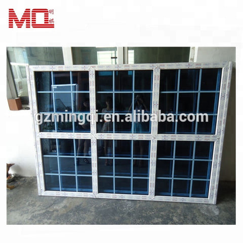 PVC vertical sliding window with grid upvc double hung window grill design on China WDMA