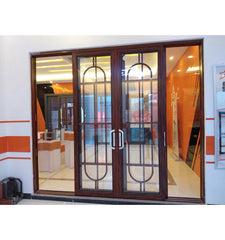 Patio Door Triple Rail Aluminum Double Tempered Glass Sliding Door with Mosquito Net on China WDMA