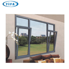 Prefabricated double hung W55 insulation burglar proof glass open style aluminum double pane swing window on China WDMA