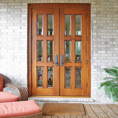 Prettywood Modern Design Inserts Frosted Glass Solid Wooden Exterior French Doors on China WDMA