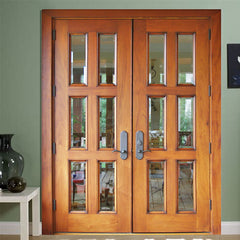 Prettywood Modern Design Inserts Frosted Glass Solid Wooden Exterior French Doors on China WDMA