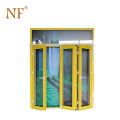 Quality wood clad Aluminum frameless bi fold folding accordion glass window on China WDMA