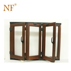 Quality wood clad Aluminum frameless bi fold folding accordion glass window on China WDMA