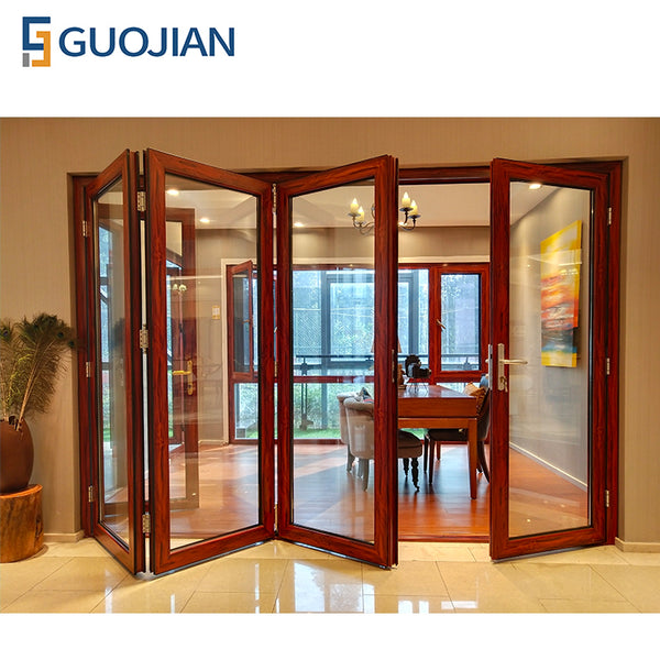 Safety design soundproof indoor living room aluminum folding glass doors on China WDMA