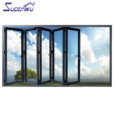 Single side door pull handle glass aluminium folding sliding patio door system on China WDMA