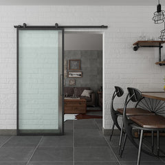 Sliding Glass door with Black Aluminum frame barn door on China WDMA on China WDMA